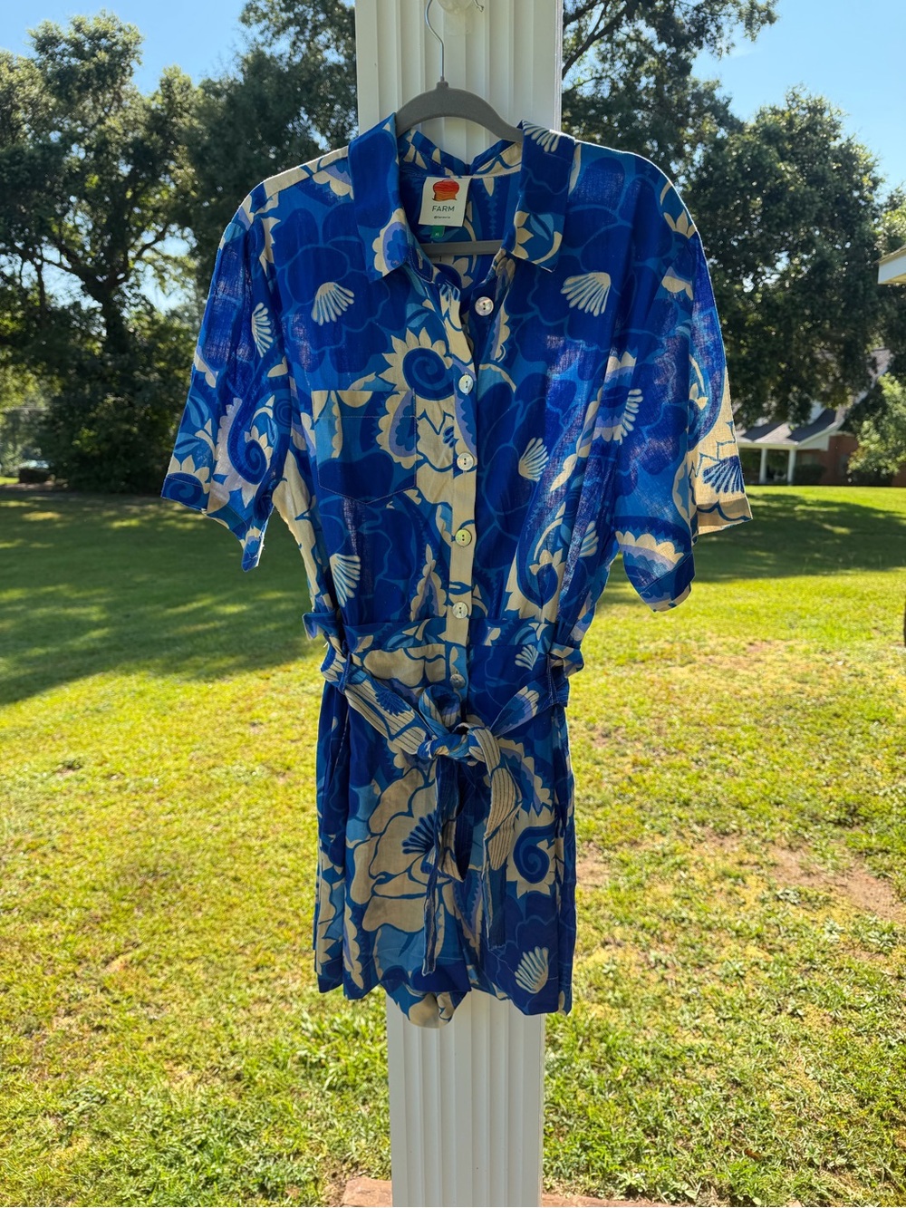 Farm Rio Printed Romper - Blue Jumpsuits and Rompers - Picture 4 of 4
